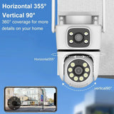 NovoLumen Tuya HD Dual Lens 5G WiFi PTZ Outdoor IP Camera Color Night Vision - stepyours.com