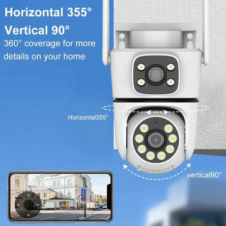 NovoLumen Tuya HD Dual Lens 5G WiFi PTZ Outdoor IP Camera Color Night Vision - stepyours.com