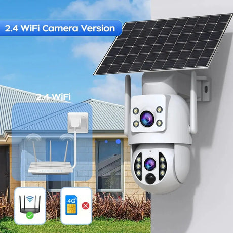 JOOAN Solar Wireless Outdoor Camera Dual Lens with 2 Way Audio CCTV - stepyours.com