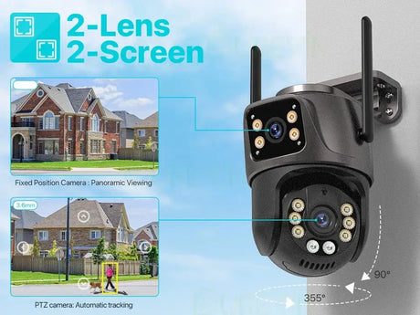 4K 8MP HD WiFi PTZ Camera Outdoor Dual Lens AI Tracking - Tredruns