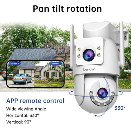 Lenovo 4K Outdoor WiFi Surveillance Camera Dual Lens PTZ IP - Tredruns