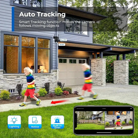 12MP 6K PTZ WiFi Outdoor Camera With 8X Zoom AI Human Detection Night Vision - stepyours.com