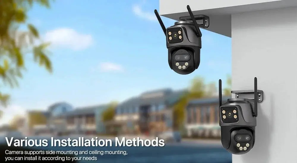 IP Camera 6K 9MP WiFi Outdoor Camera - 3 Lens Dual Screen PTZ With 8x Zoom - stepyours.com