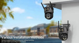 IP Camera 6K 9MP WiFi Outdoor Camera - 3 Lens Dual Screen PTZ With 8x Zoom - stepyours.com
