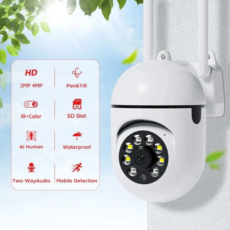 4MP Outdoor WiFi Camera PTZ 2K HD AI Auto Tracking Night Vision - stepyours.com