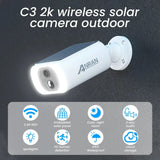 ANRAN C3 Outdoor Solar Security Camera - Battery Powered 3MP Color Night Vision WiFi - stepyours.com