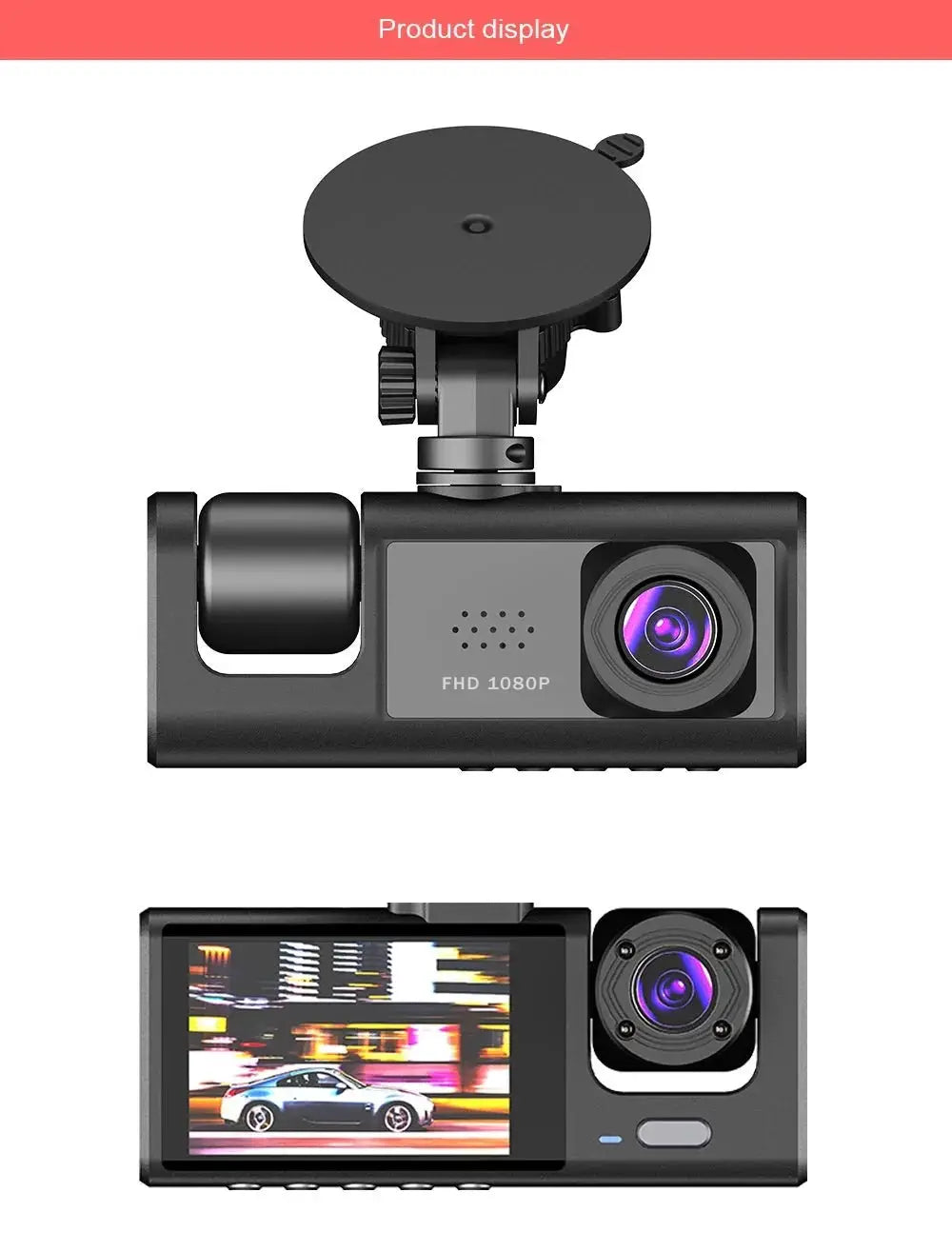 1080P Car Dash Cam 2 To 3 Camera Front And Rear Video Recorder Night Vision - stepyours.com