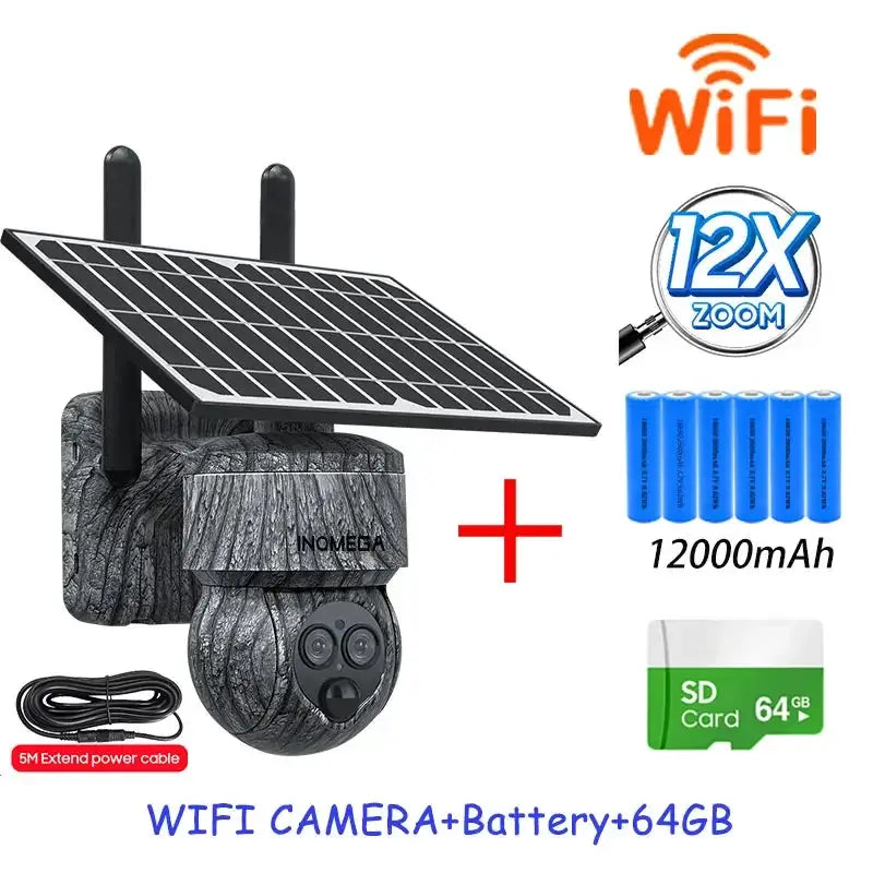 INQMEGA 8MP 4G SIM Card WiFi Solar Camera Outdoor Security