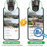 6K 9MP Outdoor Tri - Lens WiFi IP Camera - Auto Tracking And Dual Screen - stepyours.com