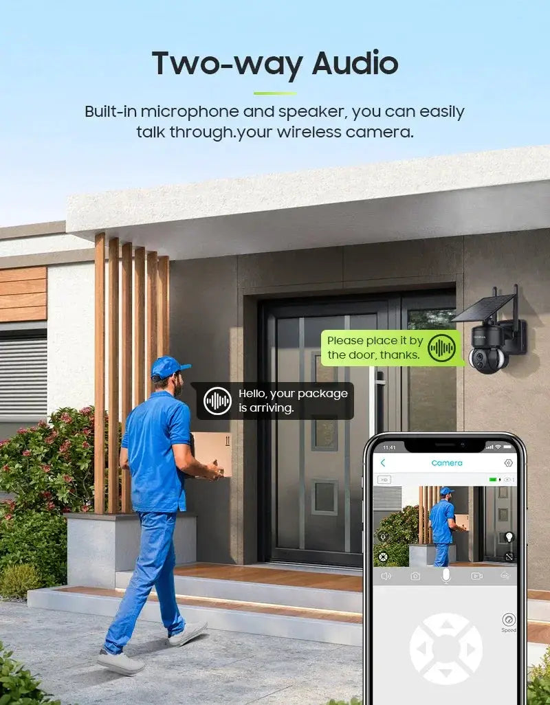SHIWOJIA Mini Solar Camera 4G Wifi PTZ 3MP 4X Zoom - Tredruns