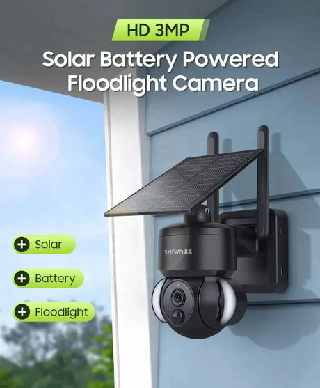 SHIWOJIA Mini Solar Camera 4G Wifi PTZ 3MP 4X Zoom - Tredruns