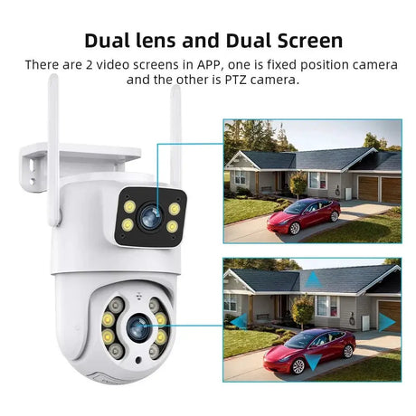 Tuya 8MP WiFi IP Camera PTZ Dual Lens Dual Screen Color Night Vision AI Alerts - stepyours.com