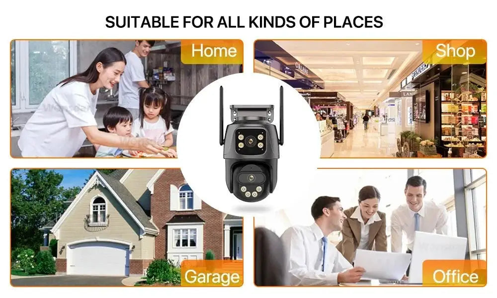 WONSDAR Dual Lens PTZ WiFi Camera Outdoor AI Security iCSee.add Hooks - stepyours.com