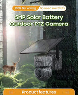 INQMEGA Solar PTZ Camera 5MP 4MP Wireless 4G SIM Outdoor Use