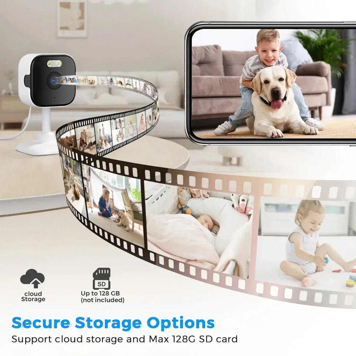 5MP HD WiFi Indoor Security Camera Featuring Night Vision and Two Way Audio - stepyours.com