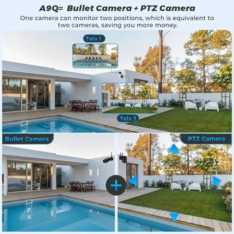 BESDER O-Kam Pro - Dual Screen 4K Outdoor PTZ WiFi Camera With Human Detection by stepyours.com