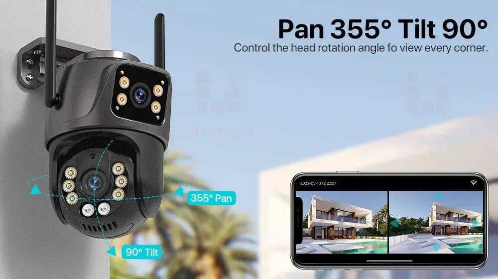4K 8MP HD WiFi PTZ Camera Outdoor Dual Lens AI Tracking - Tredruns