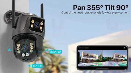 4K 8MP HD WiFi PTZ Camera Outdoor Dual Lens AI Tracking - Tredruns