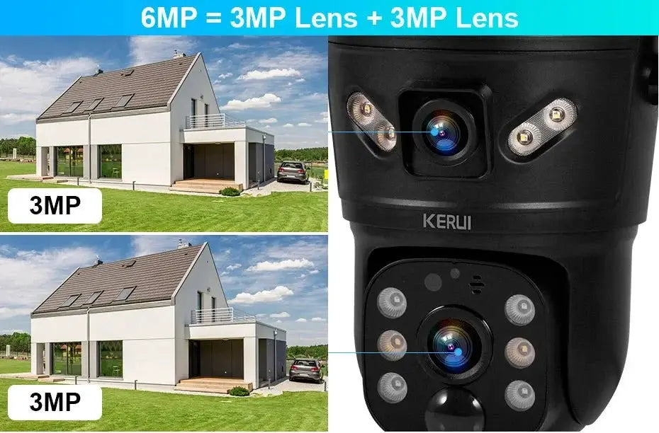 KERUI Outdoor Solar - Powered Dual - Lens Security Camera - 6MP 4G WiFi CCTV - stepyours.com