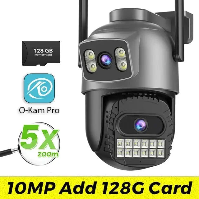 Outdoor Dual Screen IP Camera - 4K 15MP PTZ 10X Zoom AI Human Detection - stepyours.com