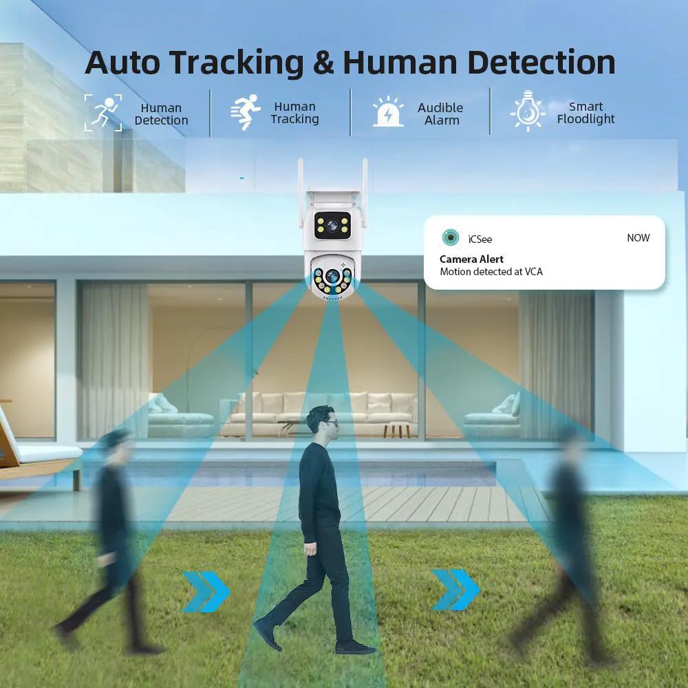 Outdoor Wireless Security IP Camera 4K 8MP Dual Lens - AI Auto Tracking - stepyours.com