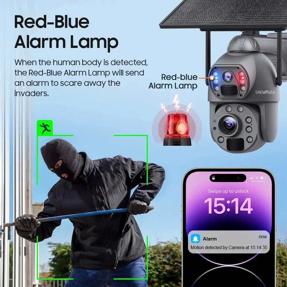SHIWOJIA Solar 4G Security Camera With 360 Night Vision And 36X Zoom - stepyours.com