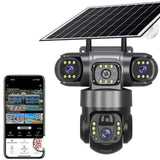 Solar Wireless Security Camera 12MP HD 3 Lens 10X Zoom IP66 Outdoor - stepyours.com