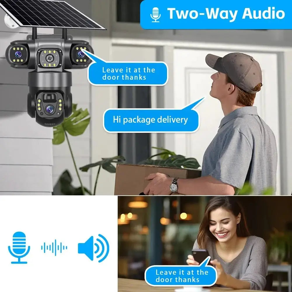 V380PRO 3 Lens WiFi Solar Camera 15MP 360 Outdoor Waterproof CCTV Night Vision - stepyours.com