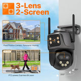 IP Camera 6K 9MP WiFi Outdoor Camera - 3 Lens Dual Screen PTZ With 8x Zoom - stepyours.com