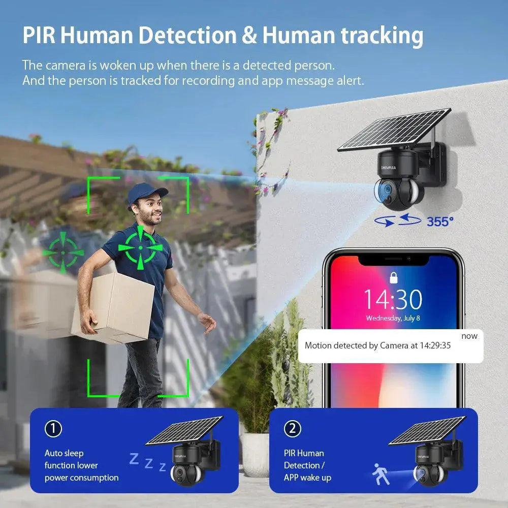 Shiwojia WiFi Solar Powered Security Camera 4MP Outdoor