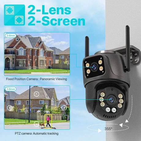 4K 8MP HD WiFi PTZ Camera Outdoor Dual Lens AI Tracking - Tredruns
