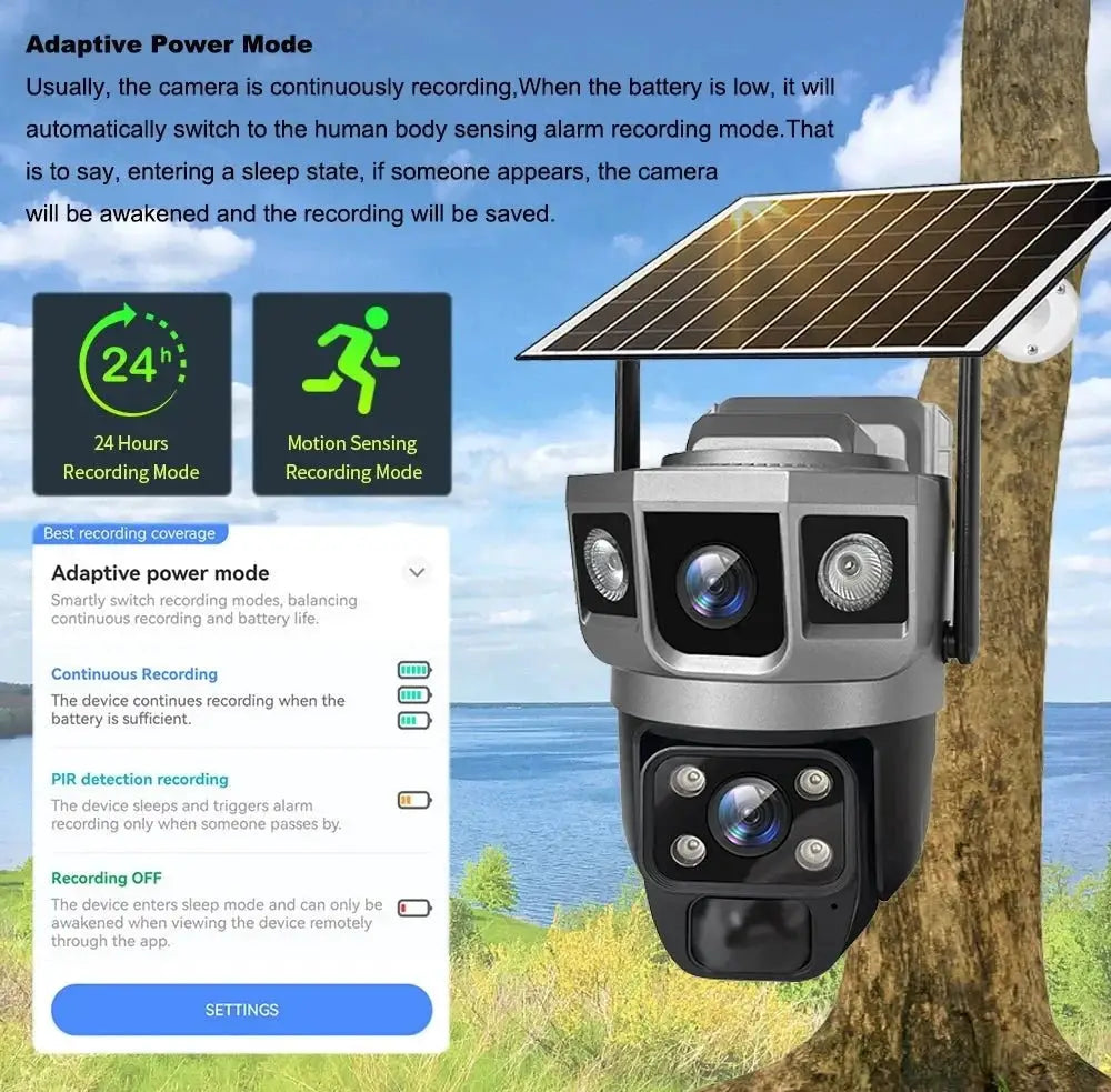 V380 Pro Solar Wifi Outdoor PTZ Dual Lens Camera Auto Tracking Hooks - stepyours.com