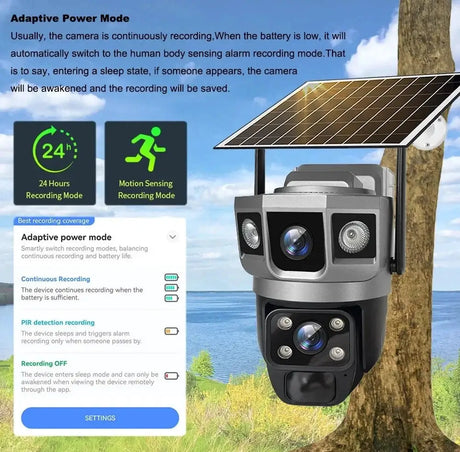 V380 Pro Solar Wifi Outdoor PTZ Dual Lens Camera Auto Tracking Hooks - stepyours.com
