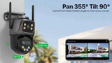 6K 9MP Outdoor Tri - Lens WiFi IP Camera - Auto Tracking And Dual Screen - stepyours.com