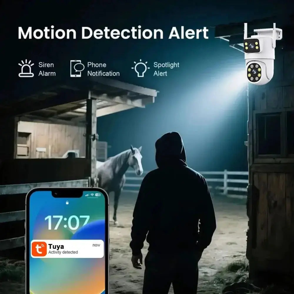 10MP Dual Lens Tuya WiFi Camera PTZ Outdoor 4K Security Camera With AI Tracking - stepyours.com