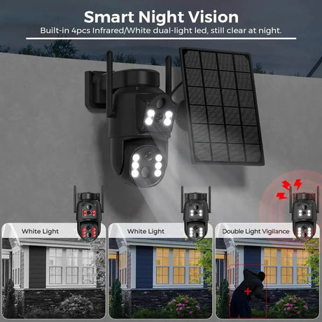 Solar WiFi Security Camera Outdoor Dual Lens 8MP 4K HD with Built - in Battery - stepyours.com