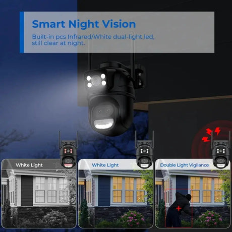 12MP 6K PTZ WiFi Outdoor Camera With 8X Zoom AI Human Detection Night Vision - stepyours.com