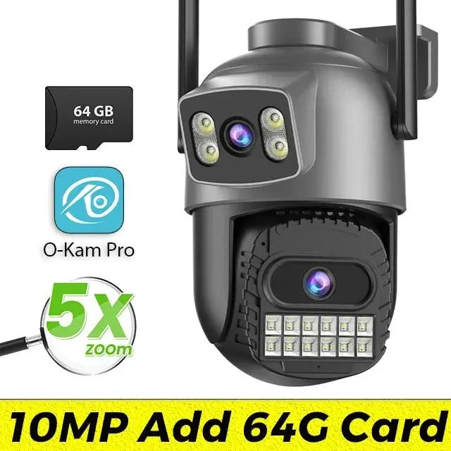 Outdoor Dual Screen IP Camera - 4K 15MP PTZ 10X Zoom AI Human Detection - stepyours.com
