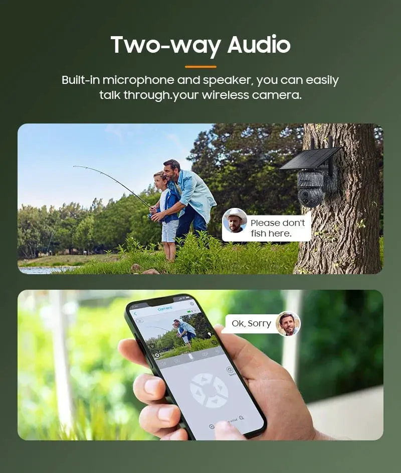 INQMEGA Solar PTZ Camera 5MP 4MP Wireless 4G SIM Outdoor Use