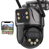 IP Camera 6K 9MP WiFi Outdoor Camera - 3 Lens Dual Screen PTZ With 8x Zoom - stepyours.com