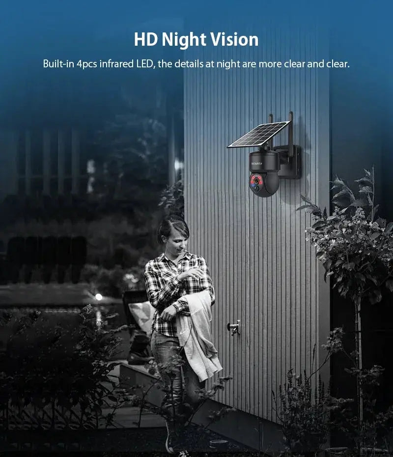 INQMEGA 3MP HD Outdoor Wifi 4G Mini Solar Battery PTZ Camera