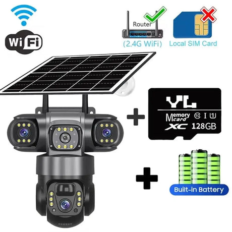 V380Pro 3 Lens WiFi Solar Camera 360 Outdoor Waterproof Security - stepyours.com