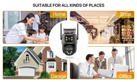 IP Camera 6K 9MP WiFi Outdoor Camera - 3 Lens Dual Screen PTZ With 8x Zoom - stepyours.com