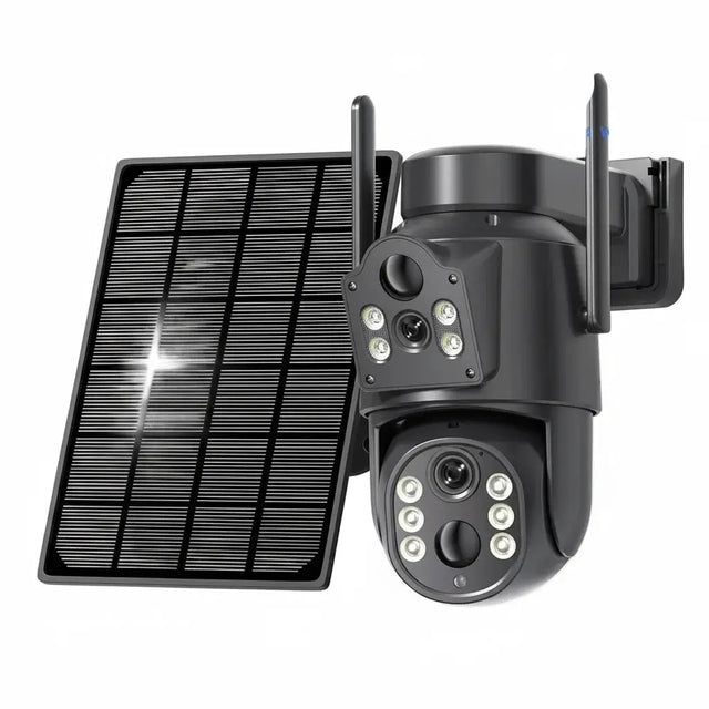 Solar WiFi Security Camera Outdoor Dual Lens 8MP 4K HD with Built - in Battery - stepyours.com