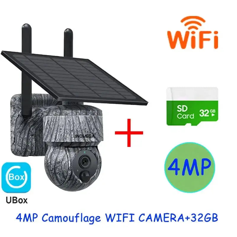 INQMEGA Solar PTZ Camera 5MP 4MP Wireless 4G SIM Outdoor Use