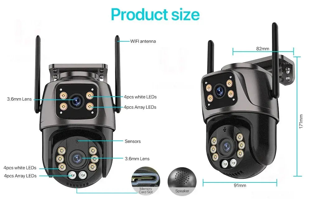 4K 8MP HD WiFi PTZ Camera Outdoor Dual Lens AI Tracking - Tredruns