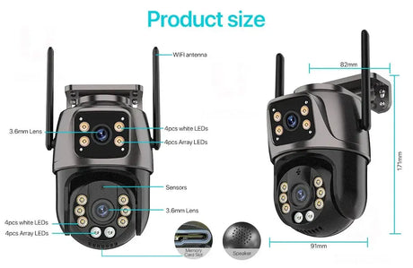 4K 8MP HD WiFi PTZ Camera Outdoor Dual Lens AI Tracking - Tredruns