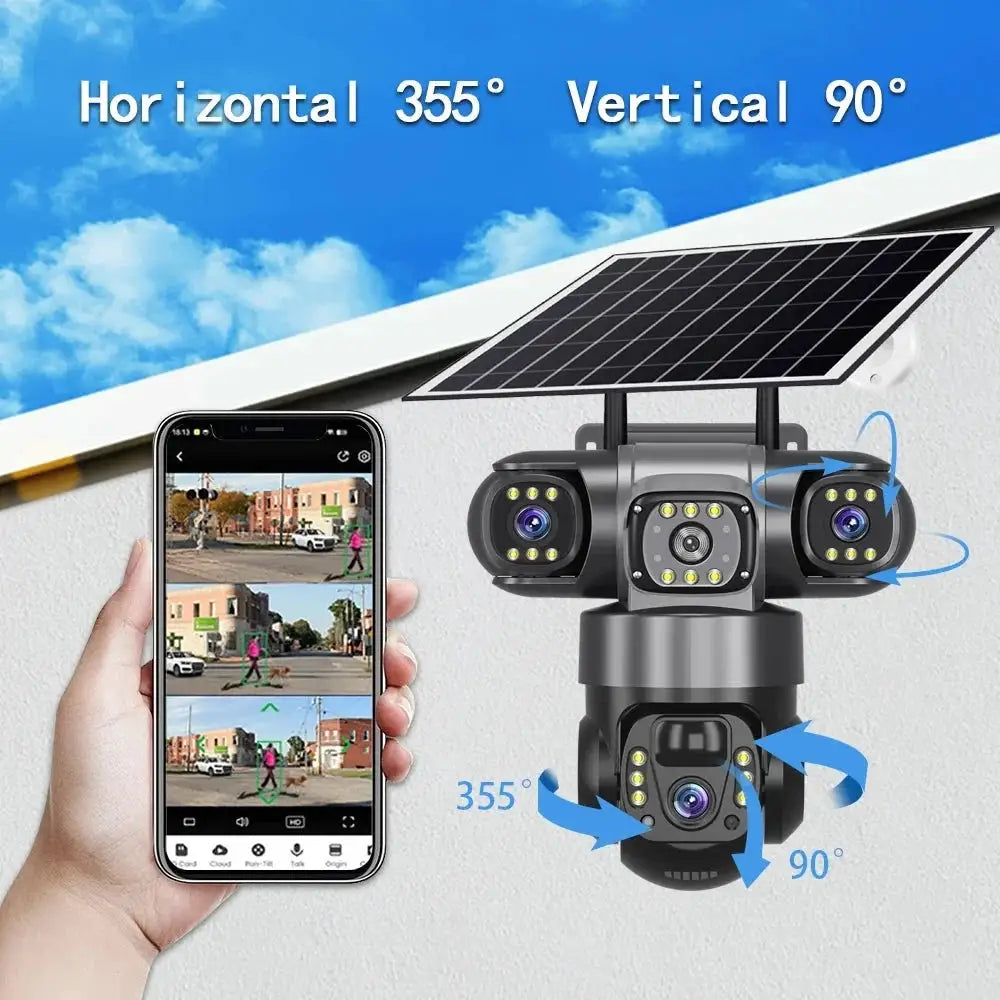 V380Pro 3 Lens WiFi Solar Camera 360 Outdoor Waterproof Security - stepyours.com