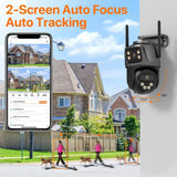 WONSDAR Three Screen WIFI IP Camera Outdoor - Dual Lens AI Human Detection Hooks - stepyours.com