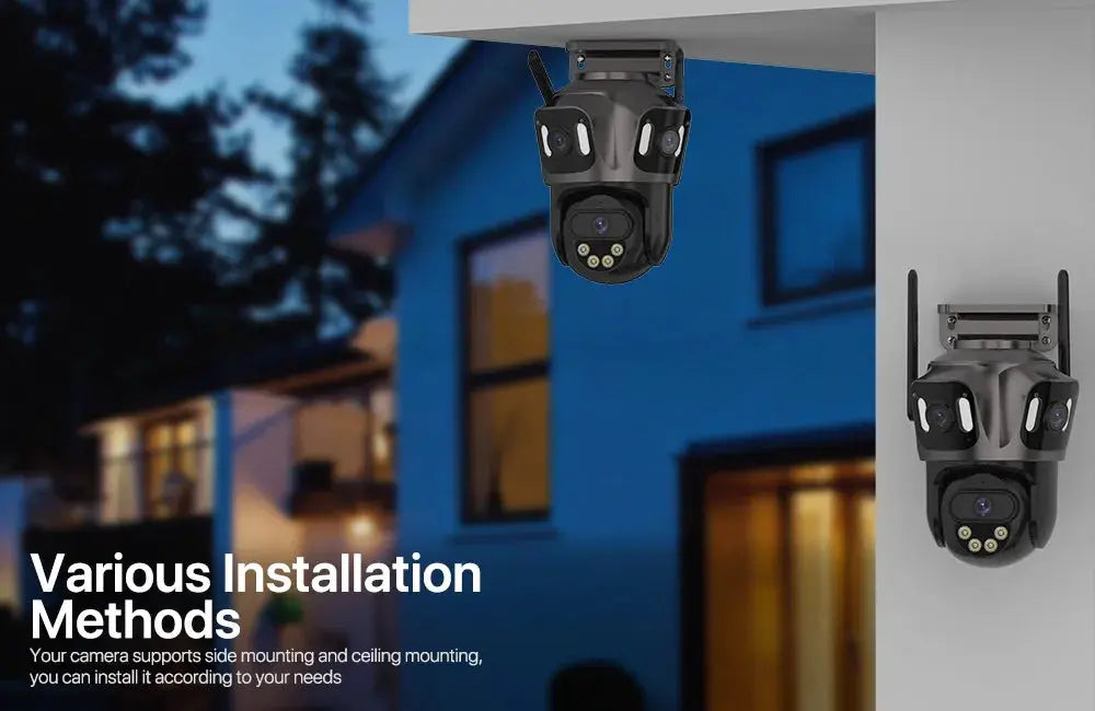 WONSDAR Three Screen WIFI IP Camera Outdoor - Dual Lens AI Human Detection Hooks by stepyours.com